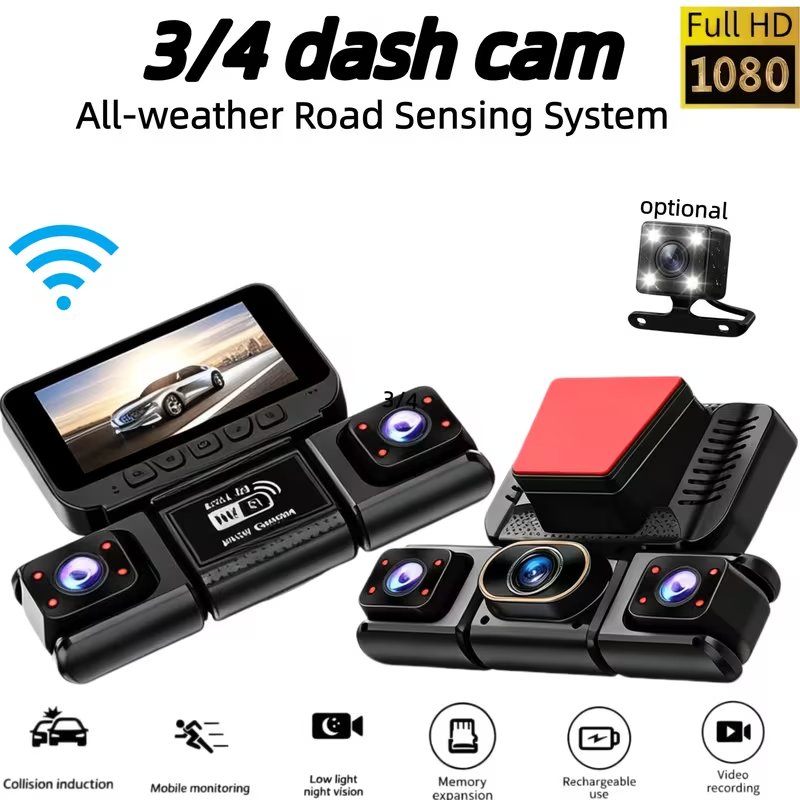 Panoramic Dash Cam 360 - 3/4CH WiFi 360 ° Cámara de