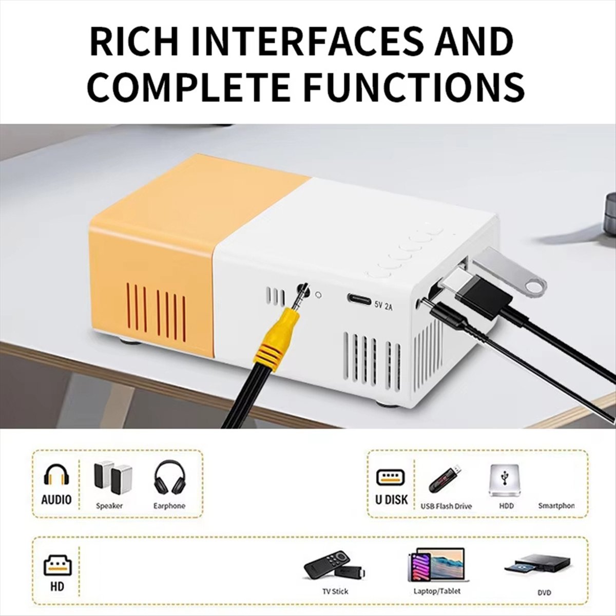 Delighted- Mini proyector port - Mini Projector Portable reseña y precio