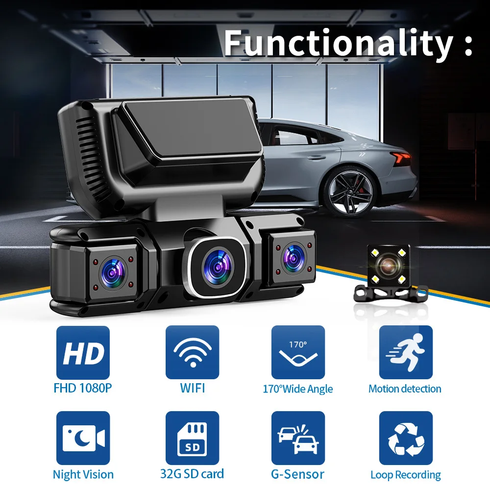 Cámara DVR para Auto de 4 Cana - Panoramic Dash Cam 360 reseña y precio